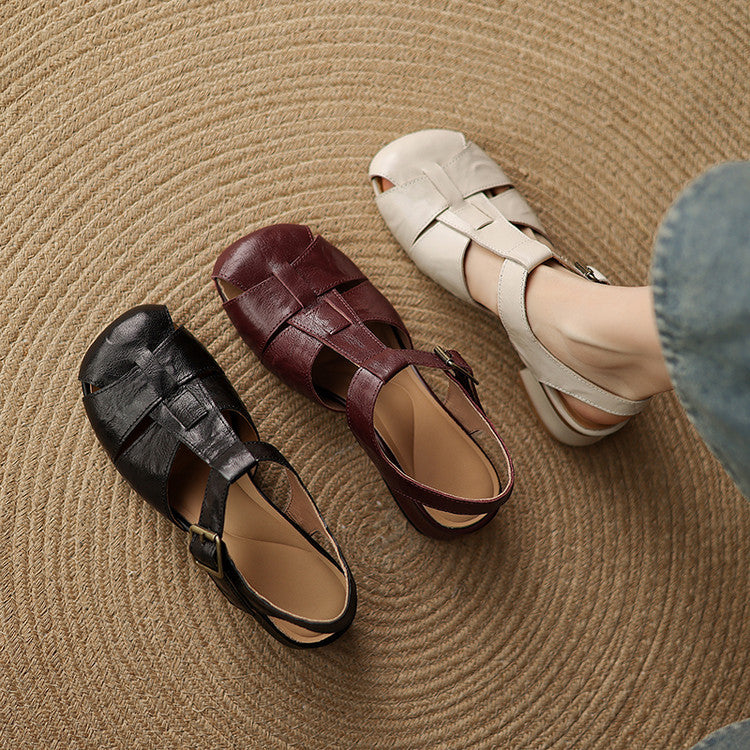 Women's Style Open Toe Roman Summer Round Stiletto High Heeled Sandals
