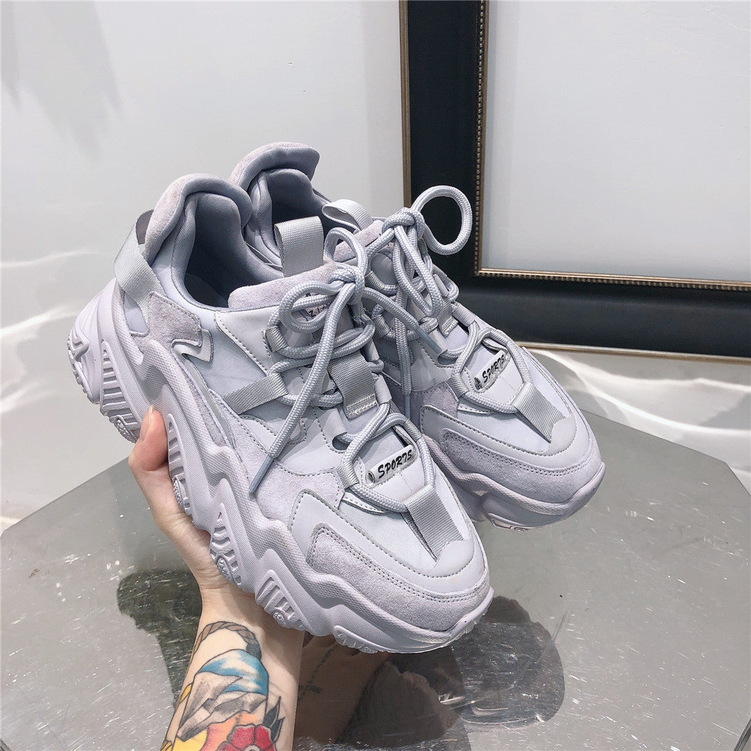 Women's Genuine Light Pink Dad Fashionable Small Thick Bottom Versatile Casual Shoes