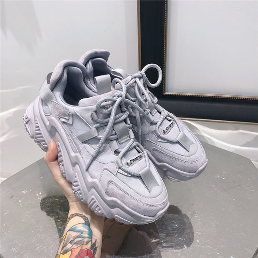 Women's Genuine Light Pink Dad Fashionable Small Thick Bottom Versatile Casual Shoes