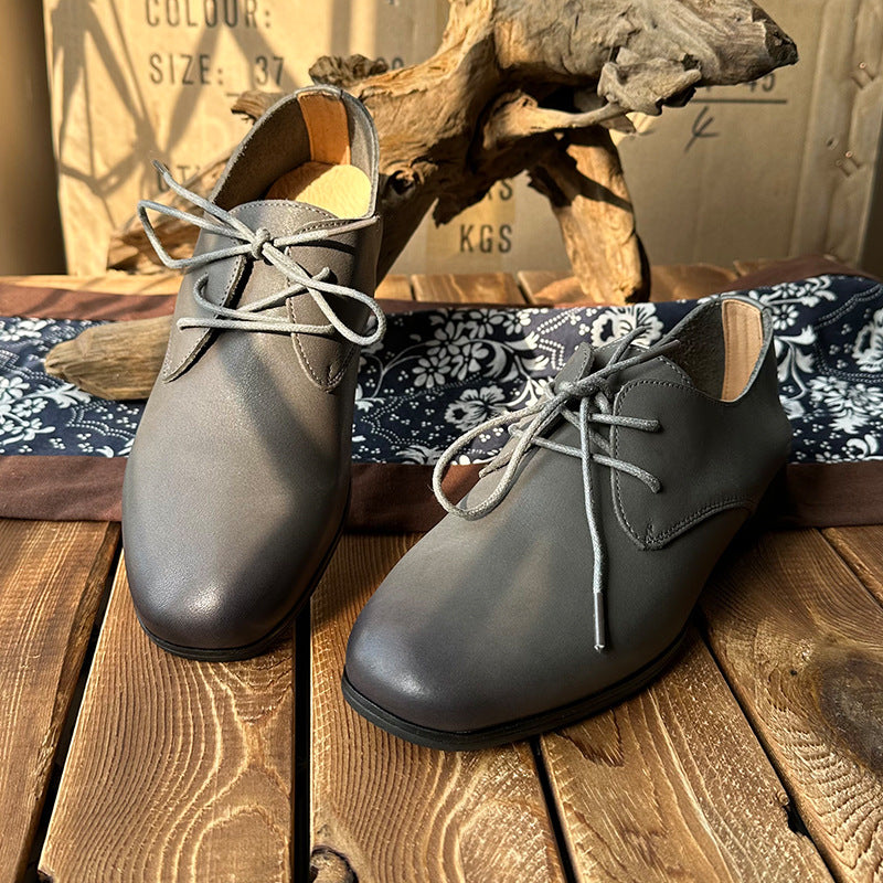 Women's Feet British Style Genuine Round Head Casual Shoes