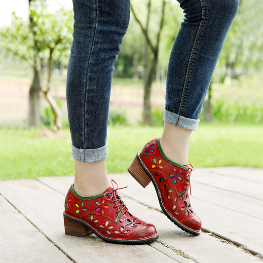 Spring Genuine Hand-rub Color Retro Contrast Casual Shoes