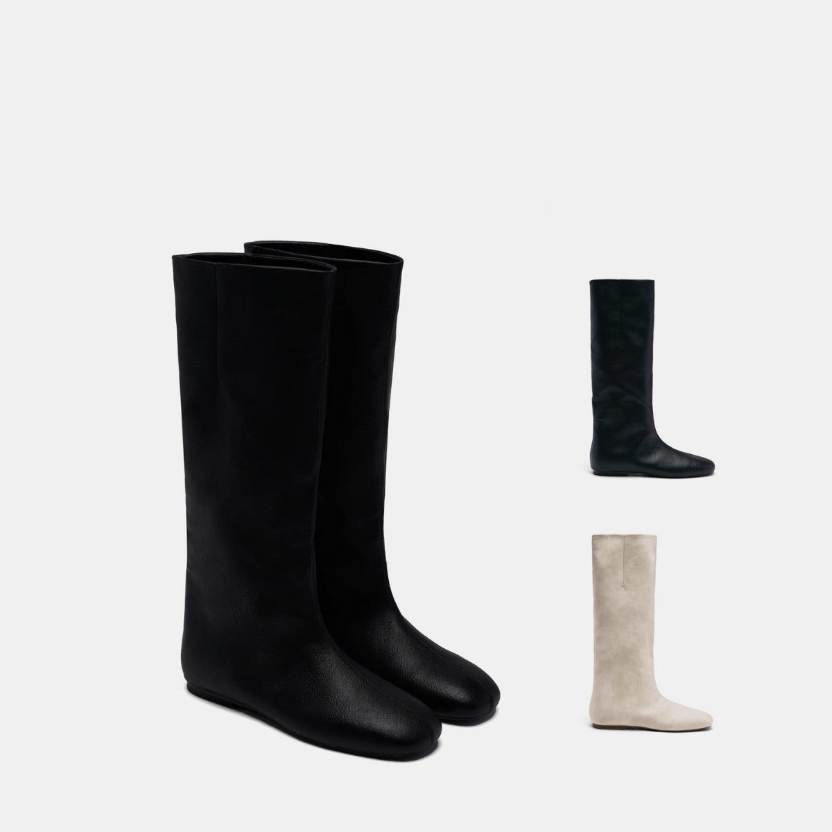 Women's Insole Sleeve Round Toe For French Retro Pile Style Wide Women's Leather Boots