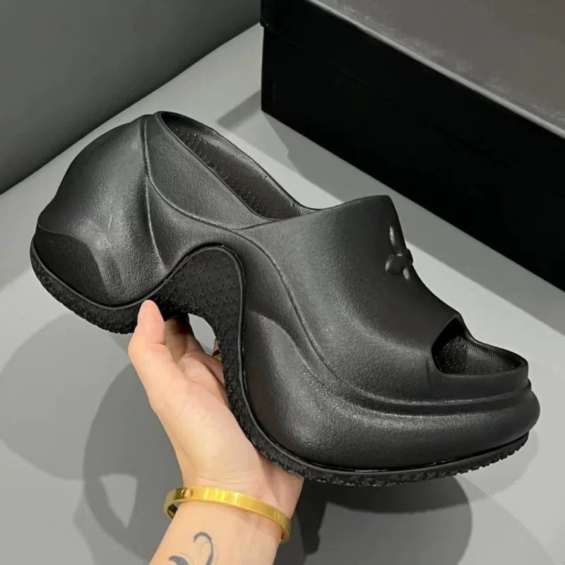 Version Summer Cruciate Flower Platform Thick Bottom Muffin Increased Slippers