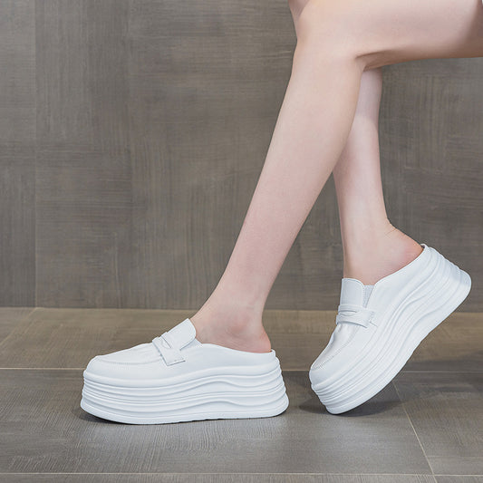 Women's Half Summer Wear Genuine Thick Bottom Platform Slippers
