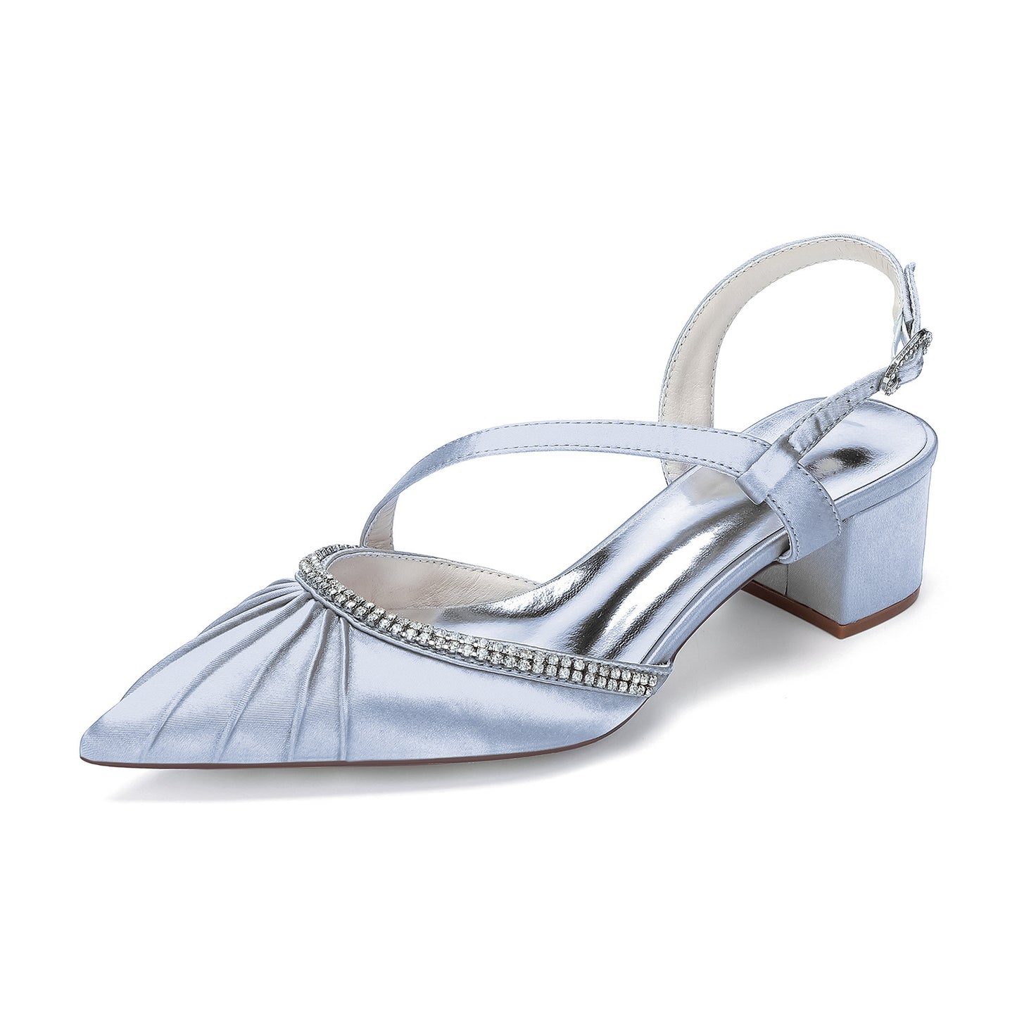 Mid Pointed Toe Drill Chain Back Belt Wedding Bridal Bridesmaid Women's Fashion Shoes