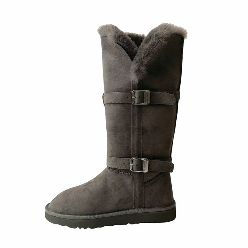 Winter Thick Bottom Plus Veet Long Two-way Women's Cotton Shoes