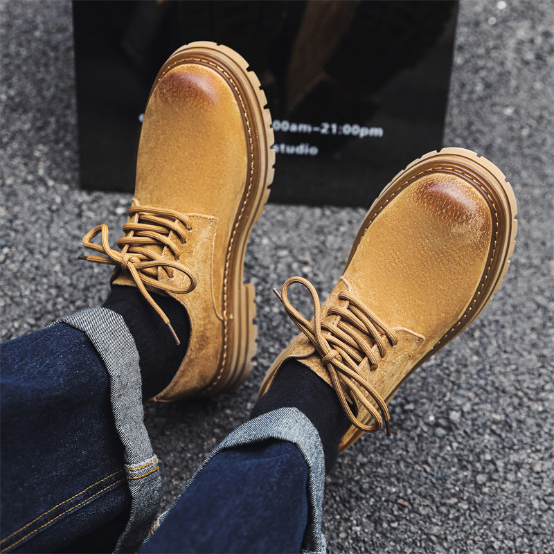 Men's Autumn Retro British Big Head Derby Leather Shoes
