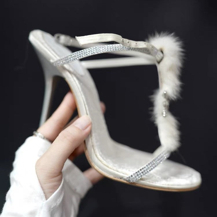 Women's Winter Genuine Mink Fur Fairy Style Sandals