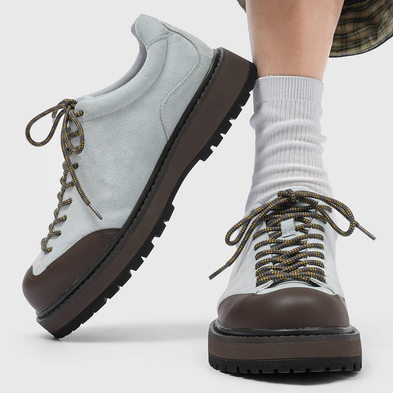 Men's Platform Height Increasing British Fashionable Lace Men's Casual Leather Shoes