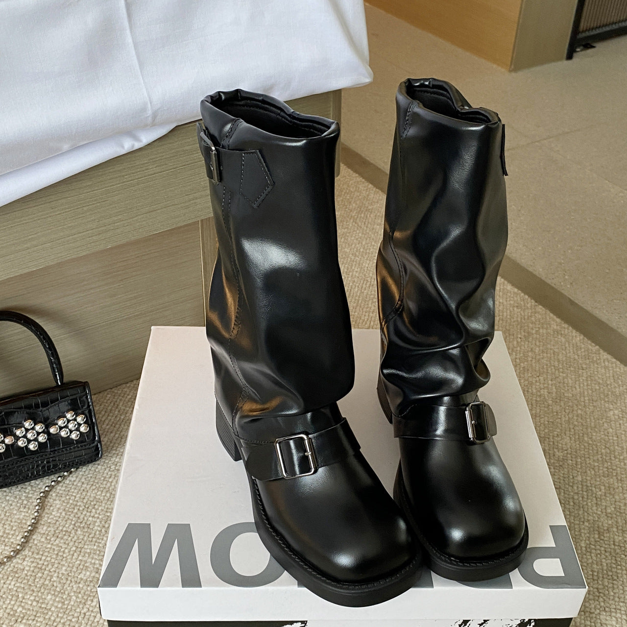 Style Female Retro Chunky Platform Middle Tube Boots