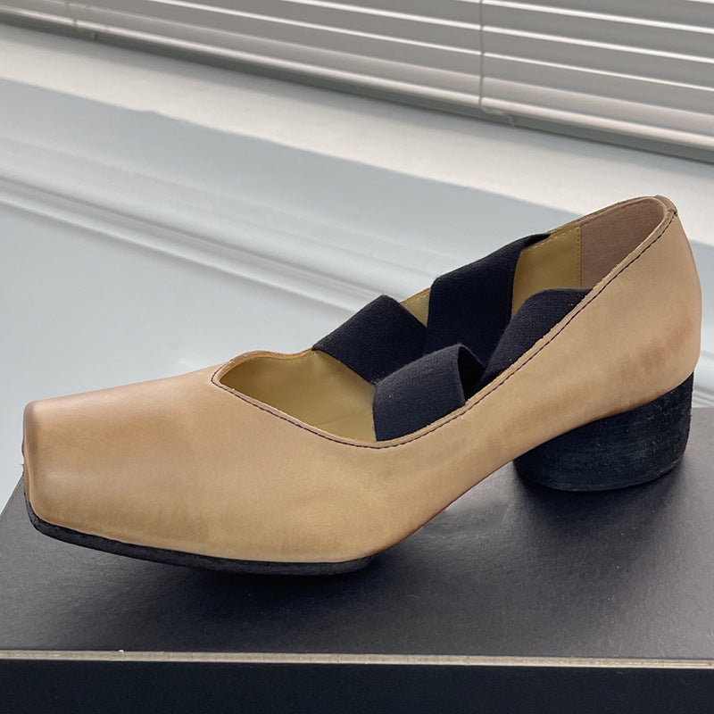 Women's Ballet Vintage Mary Cross Strap Distressed Pumps Women's Fashion Shoes