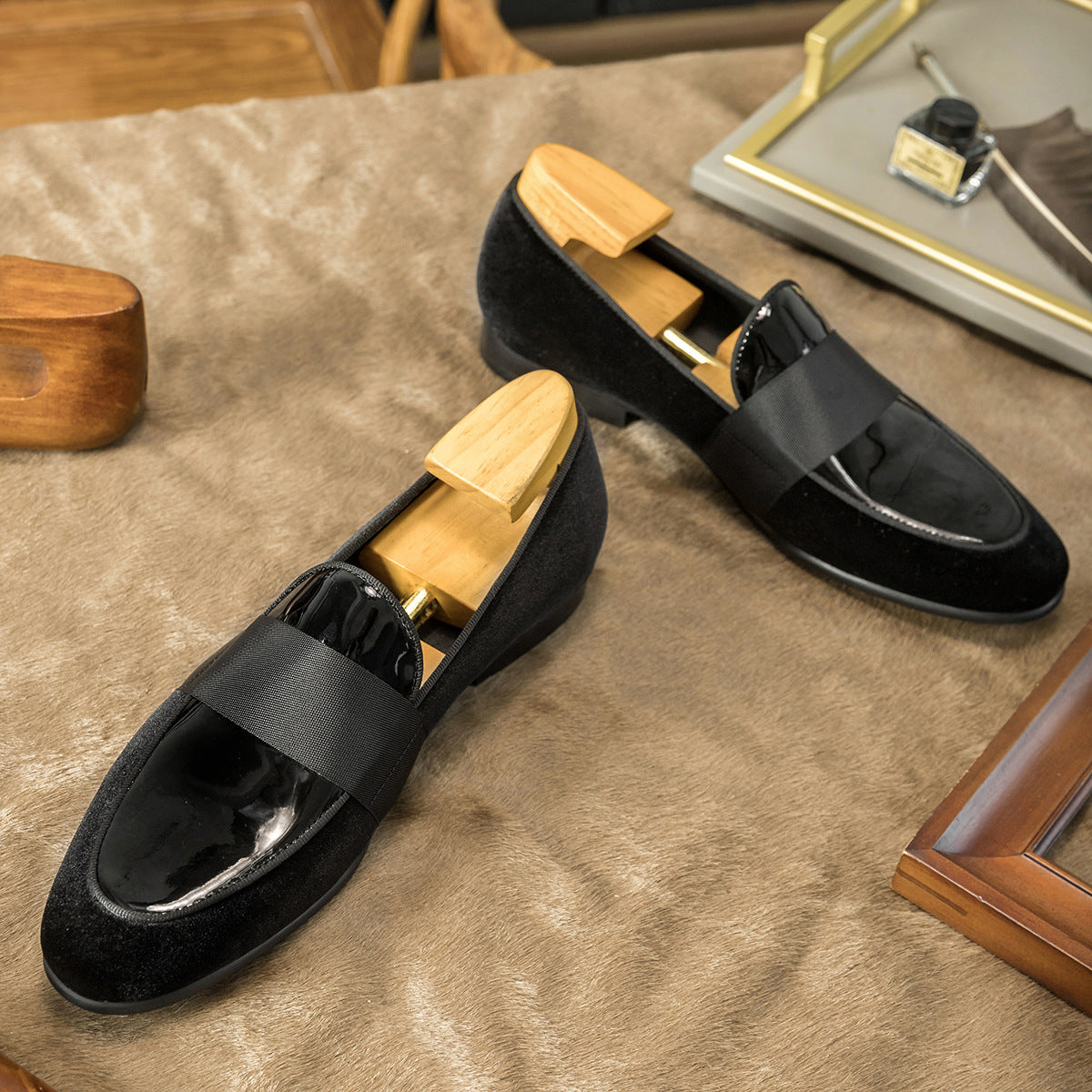 Men's Veet Patent Korean Business Round Loafers/doug Shoes
