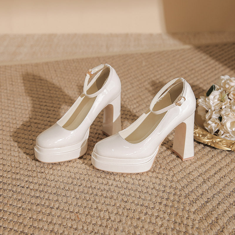 Women's Toe Chunky Thick Bottom Height Increasing Women's Casual Shoes