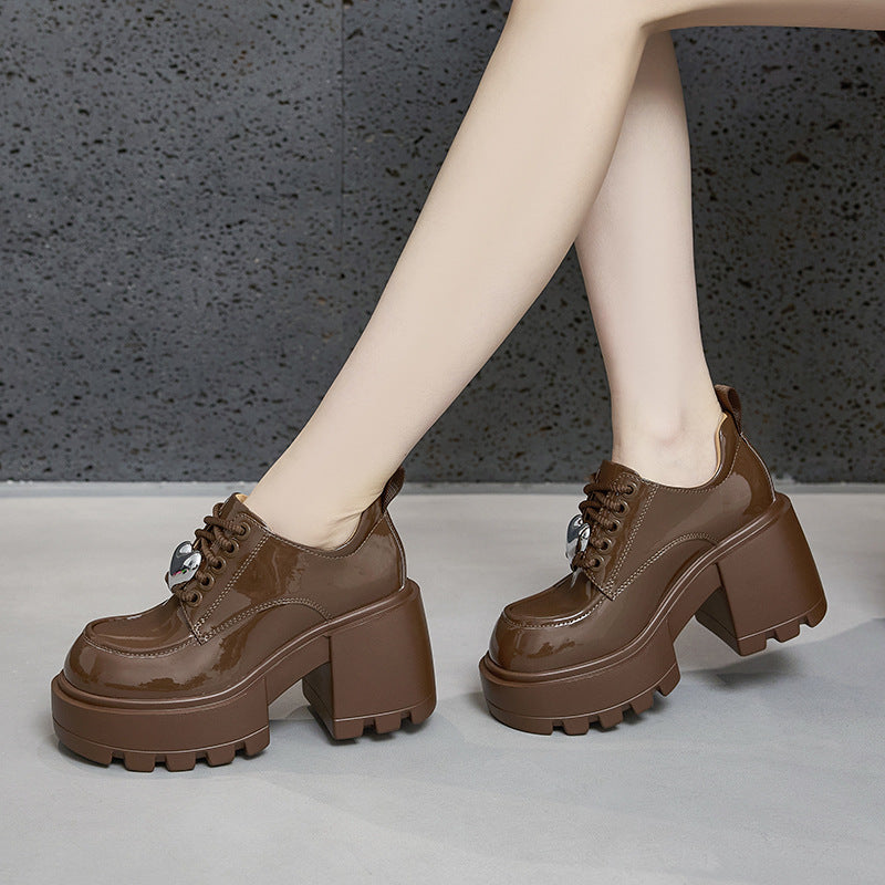 Women's Chunky Height Increasing Insole British Style Women's Shoes