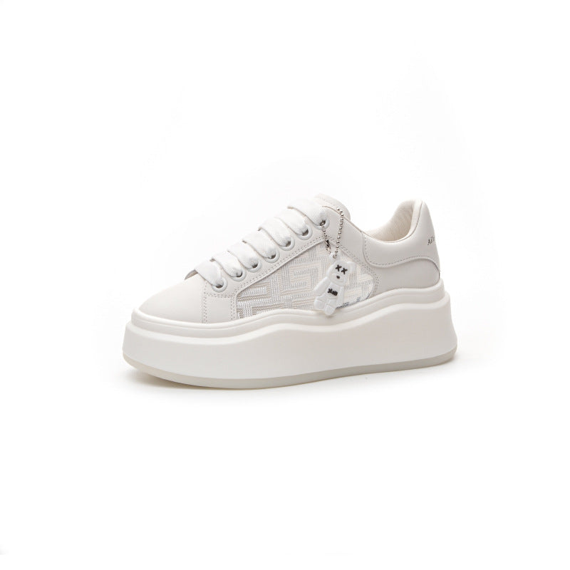 Women's White Spring Versatile Flat Elevator Fashion Women's Shoes
