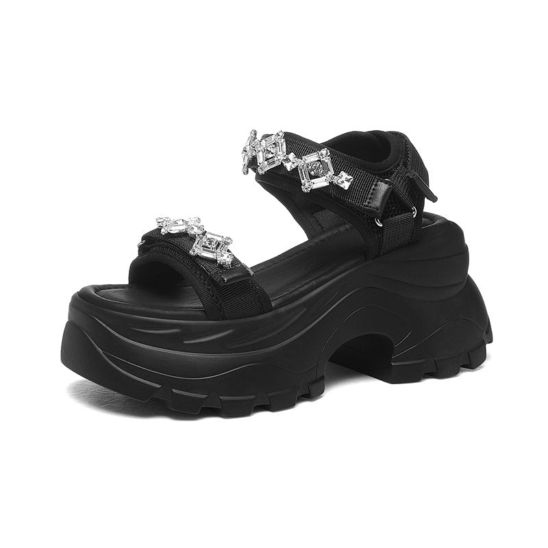 Women's Sports Summer Versatile Rhinestone Velcro Ornament Sandals