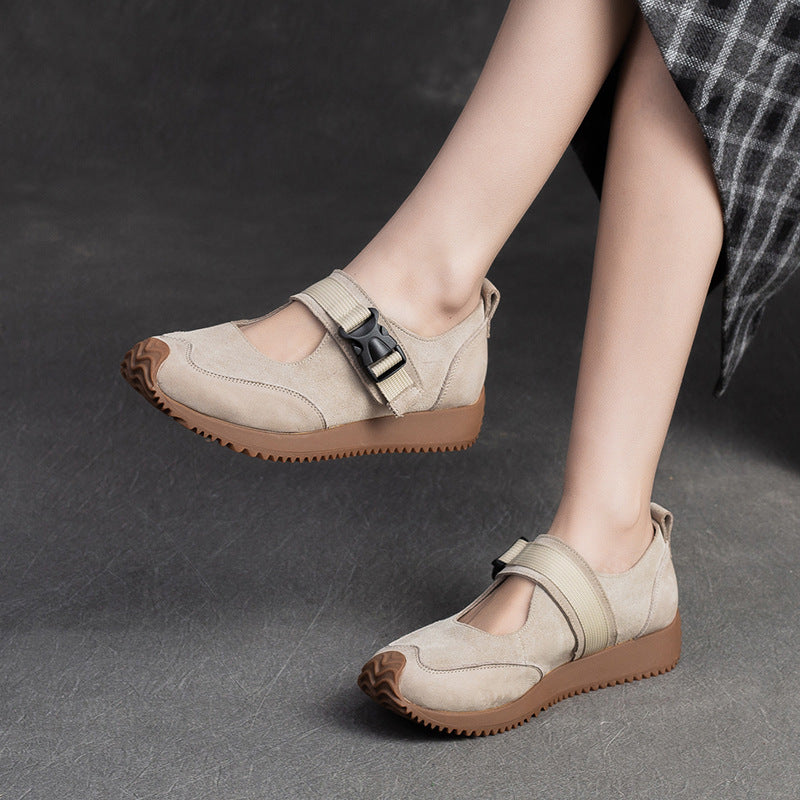 Women's Velcro Shallow Mouth Pumps Artistic Style Casual Shoes