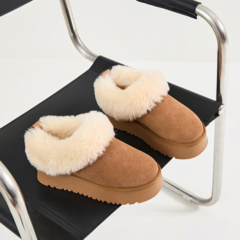 Insole Platform Female Winter Slip-on Fur Integrated Women's Snow Boots