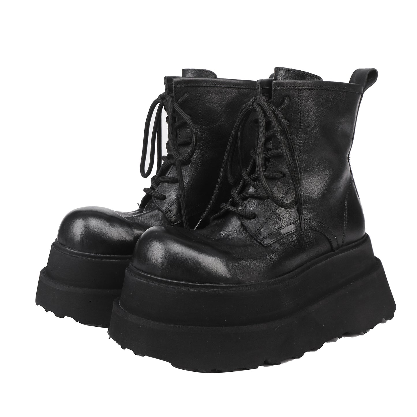 Women's Small Platform Martin Ankle Washed Cowhide Boots