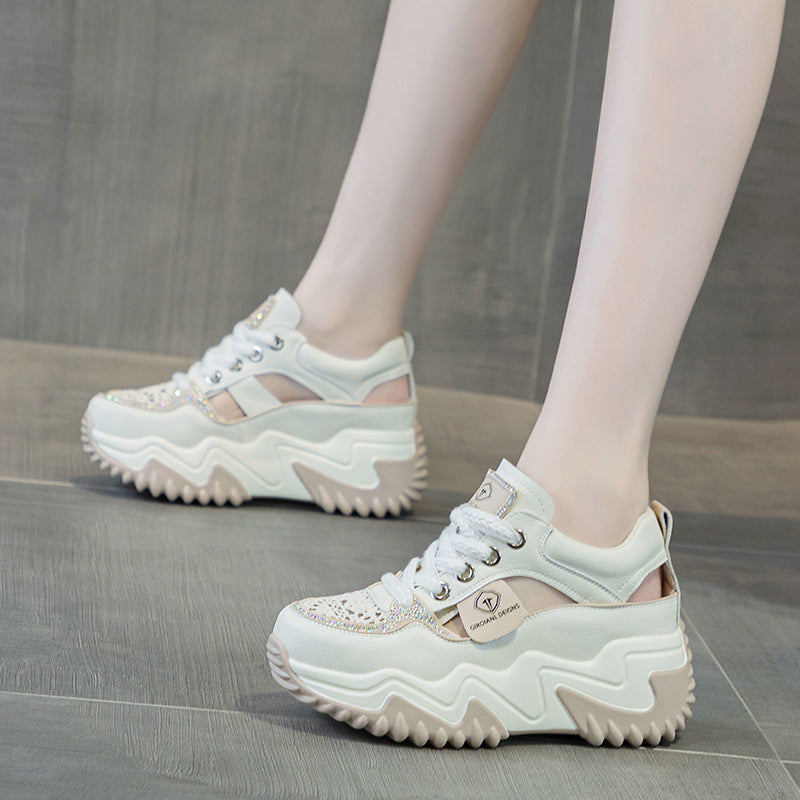 Women's Summer Versatile Platform Closed Toe Breathable White Women's Casual Shoes