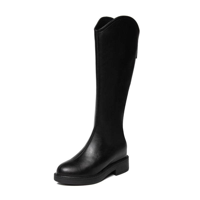 Height Increasing Insole Knight Small Thick Bottom Below The Knee Women's Leather Boots