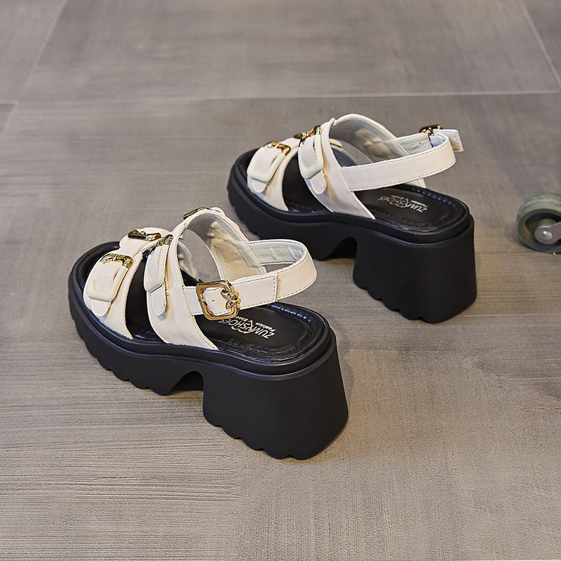 Women's Korean Style Thick Bottom Height Increasing Roman Sandals