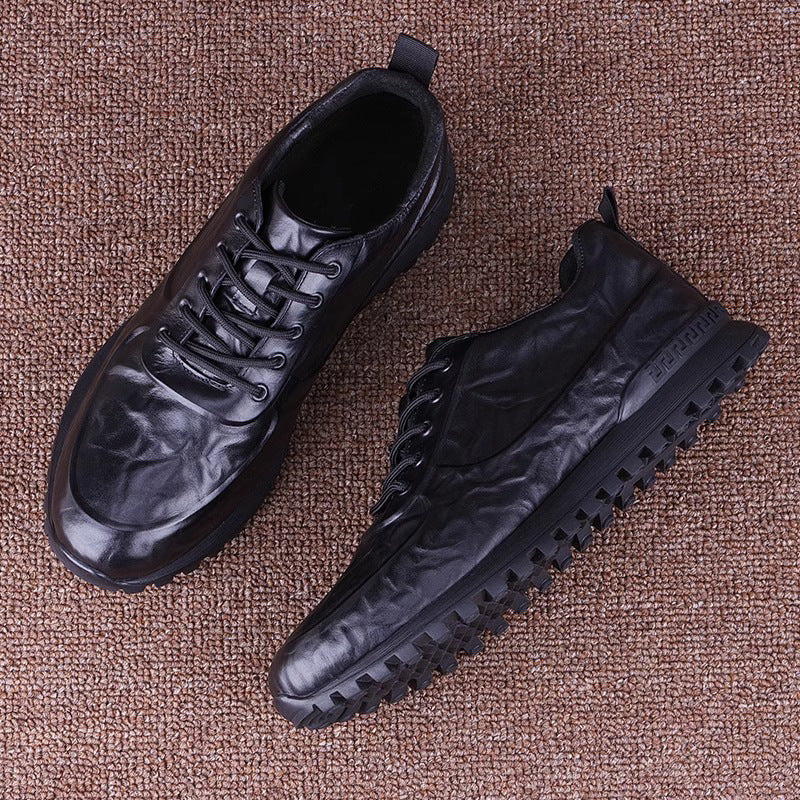 Men's Layer Cowhide Autumn Breathable Thick Soft Bottom Leather Shoes