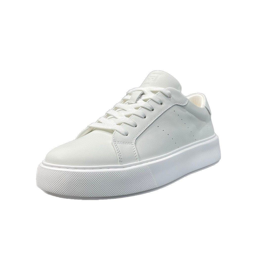 Men's Layer Environmentally Friendly Cowhide White Fashionable Trendy Sneakers