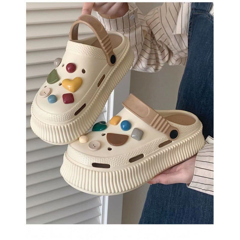 Beach Cartoon Cute Platform Two-way Summer Women's Shoes