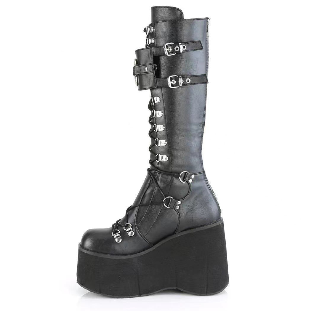 Women's Bottom Strap High Long Plus Size Boots