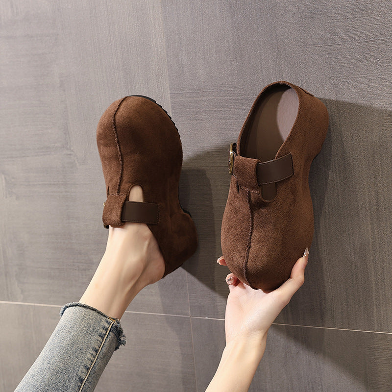 Women's Bottom Height Increasing Insole Retro Toe Slippers