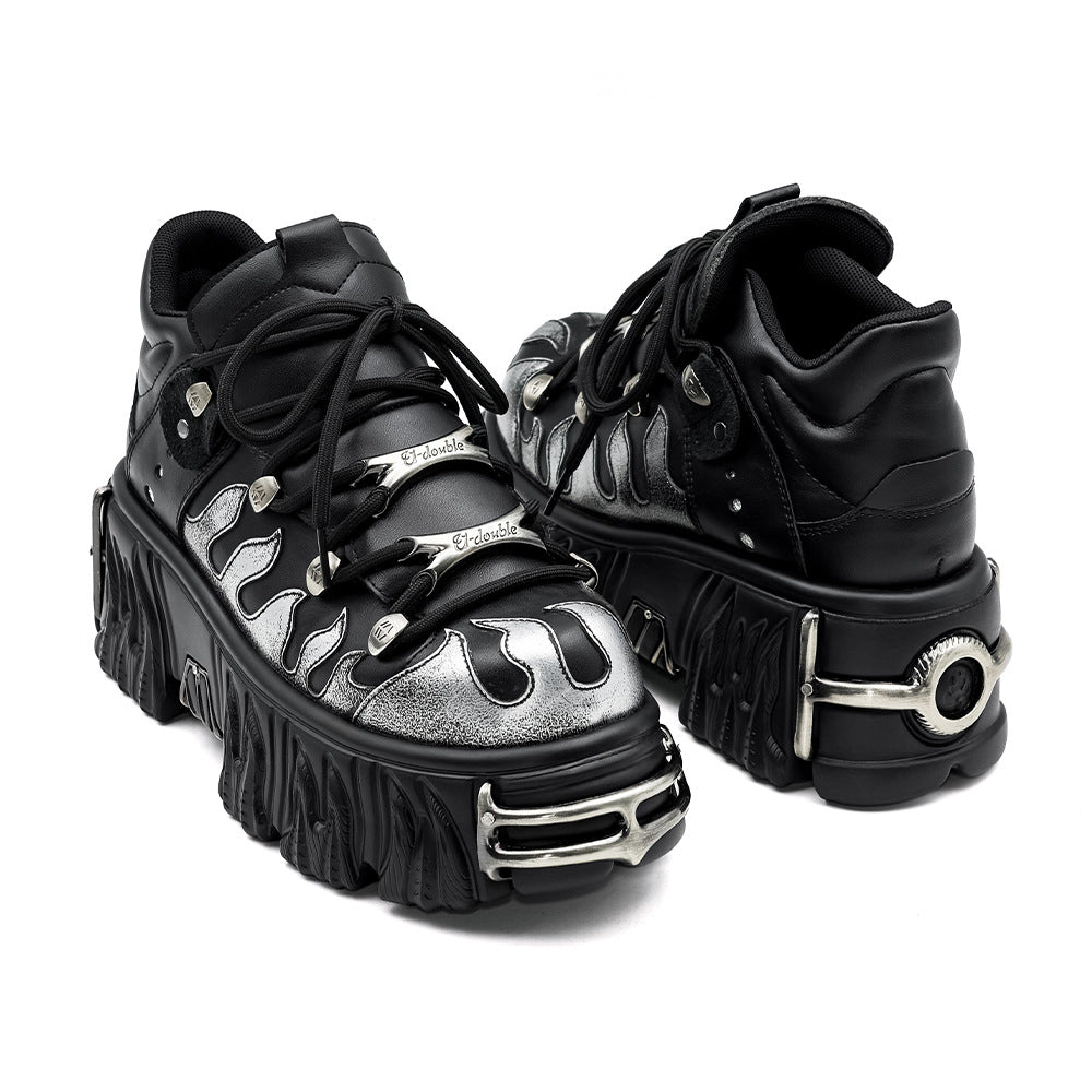 Trend Carving Dark Punk Metal Niche Design Women's Leather Boots