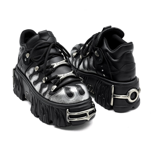 Trend Carving Dark Punk Metal Niche Design Women's Leather Boots
