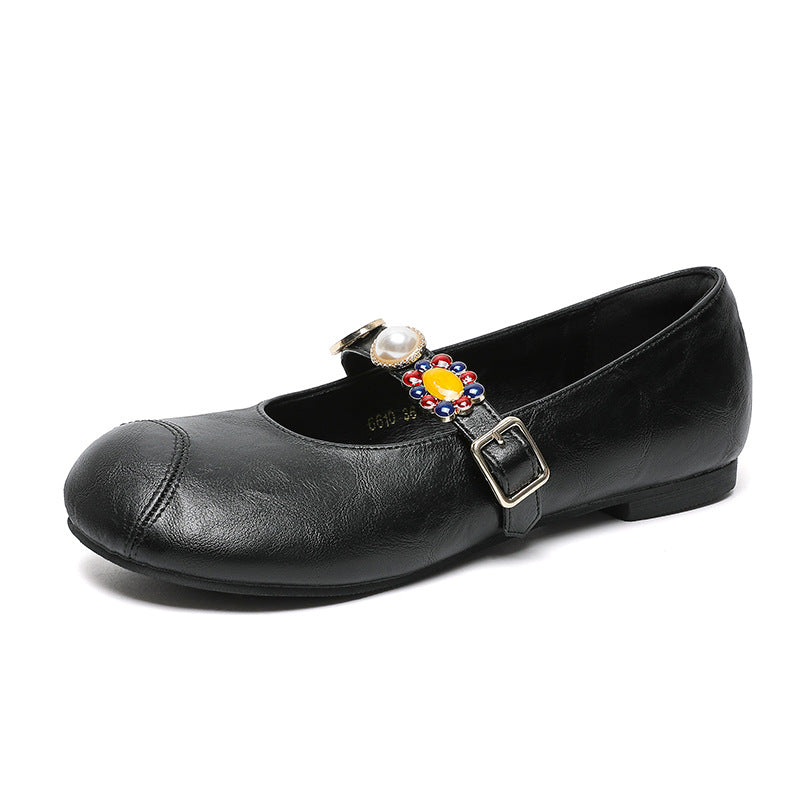 Women's Retro Soft Low Round Toe Shallow Mouth Women's Fashion Shoes