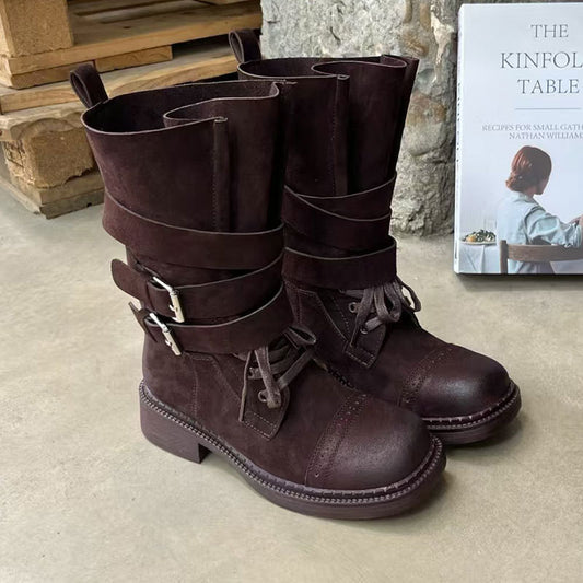 Women's Thick Bottom Belt Buckle Martin British Boots