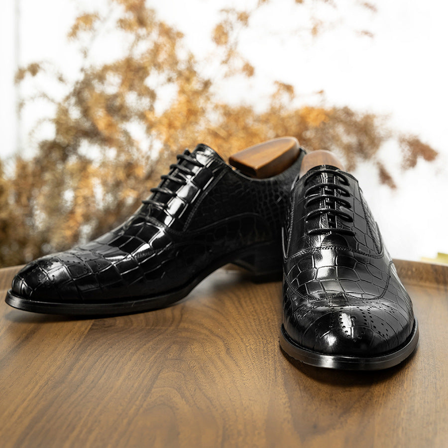 Fashion Men's British Brogue Green Carved Leather Shoes
