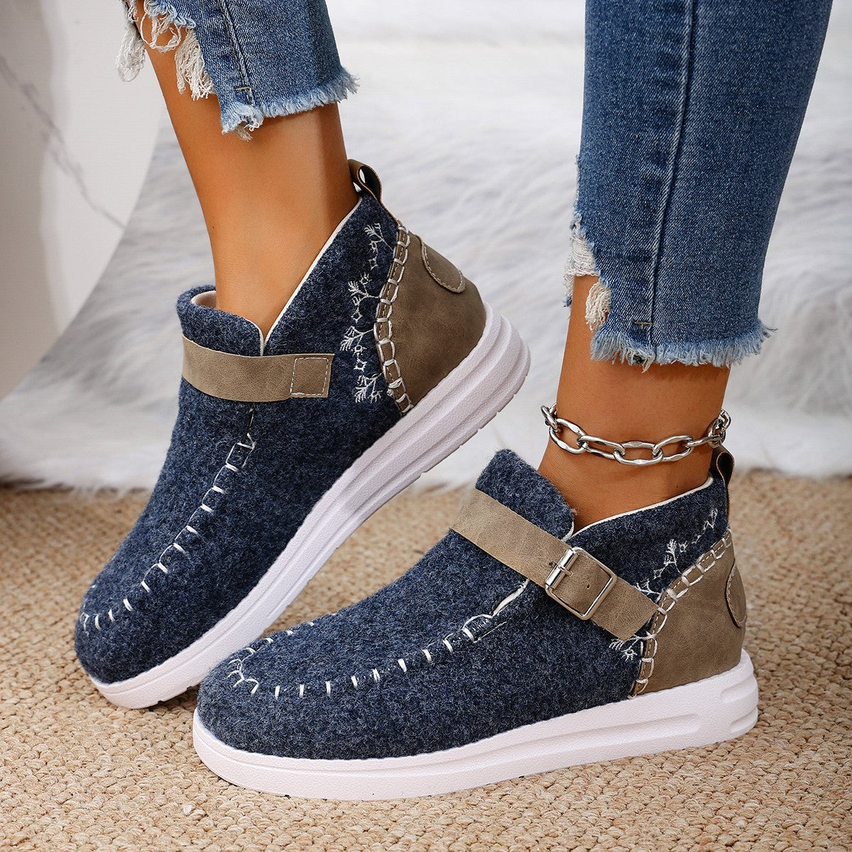 Women's Thick Plush Warm Plus Size Sewing Women's Shoes