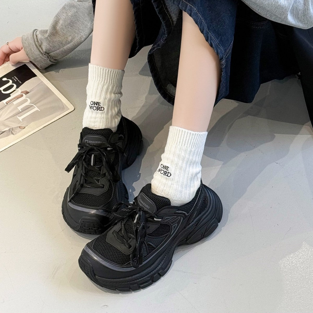 Women's Dad Lace Color Block Versatile Trendy Women's Sports Shoes