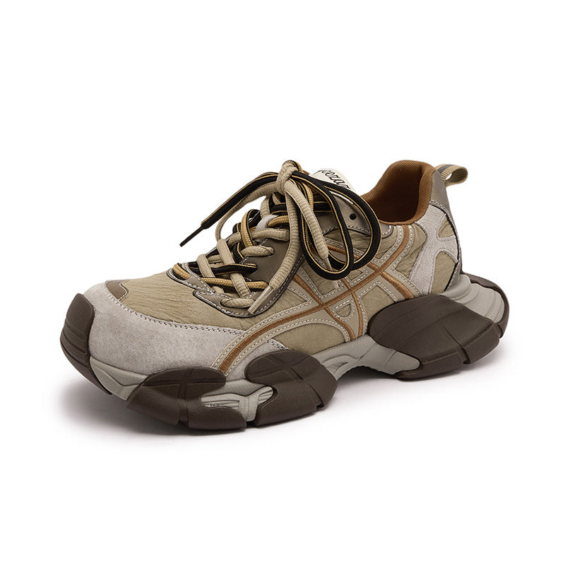 Women's Couple Retro Gray Dad Platform Lace Women's Sports Shoes