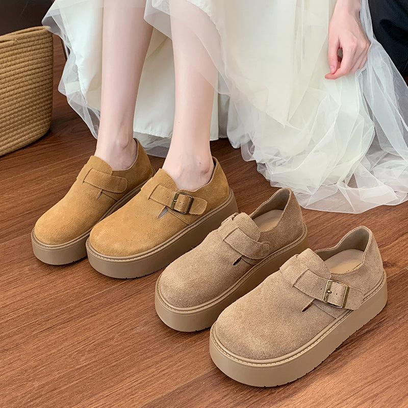 Women's Bottom Slip-on Single Retro Widened Fattened Large Men's Shoes