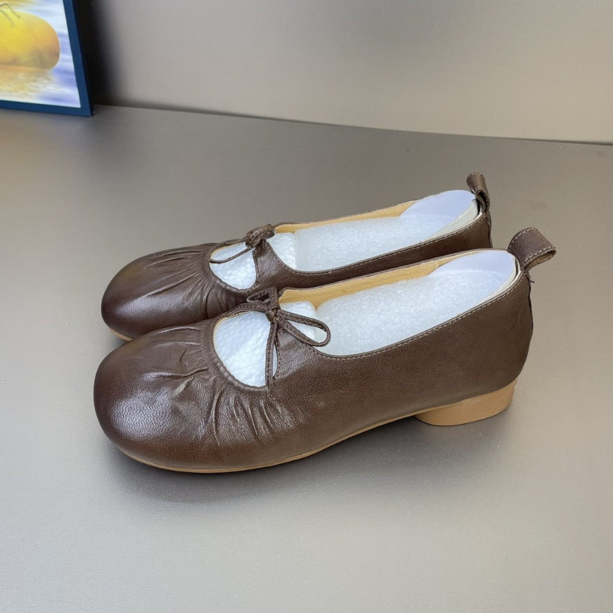 Women's Retro Mary Jane Round Toe Flat Shallow Mouth Pumps Authentic Heels