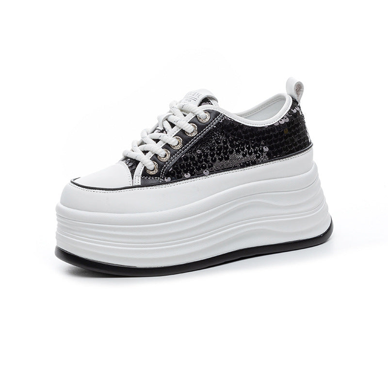 Women's Hidden White Summer Fashion Thick-soled Sequined Men's Shoes