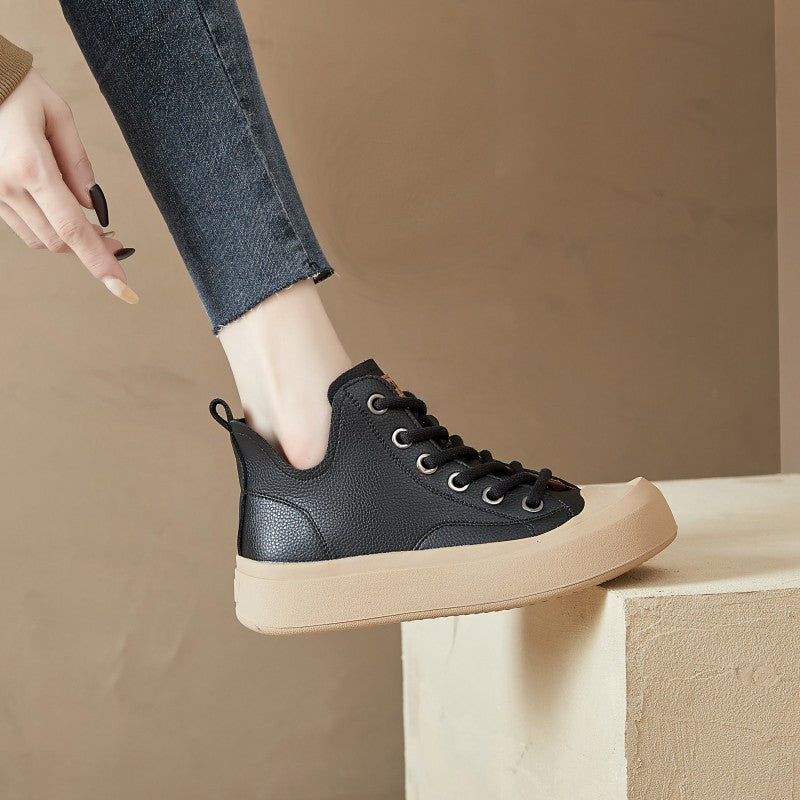 Women's British Style Korean Platform Retro Shell Boots