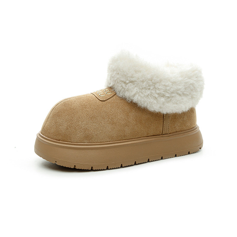 Women's Fur Mouth Big Head Cute Slip-on Lofter Snow Boots