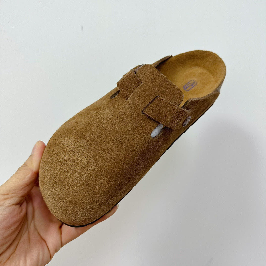 Women's & Men's Regular Pattern Couple Flat Toe Box Genuine Bo Cork Foot Slippers