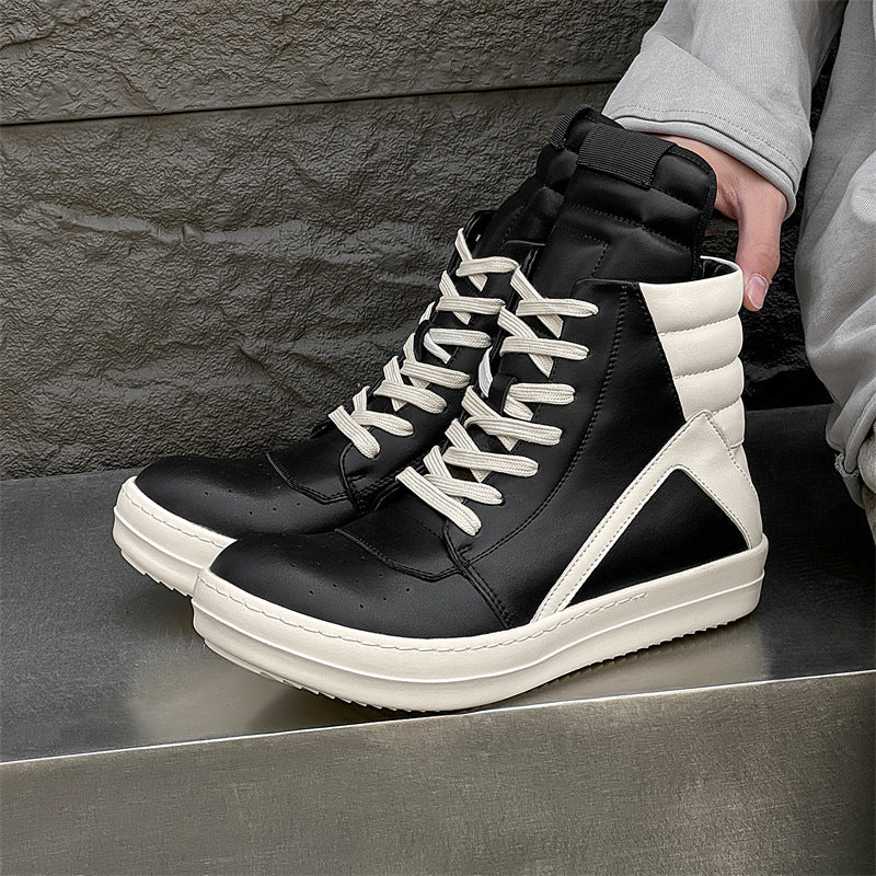 Men's Spring Fashionable Inverted Triangle Plaid Trendy Middle Thick Bottom Height Men's Casual Shoes