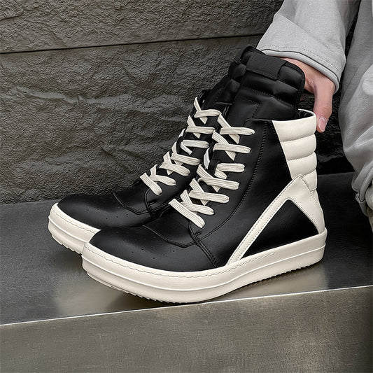 Men's Spring Fashionable Inverted Triangle Plaid Trendy Middle Thick Bottom Height Men's Casual Shoes