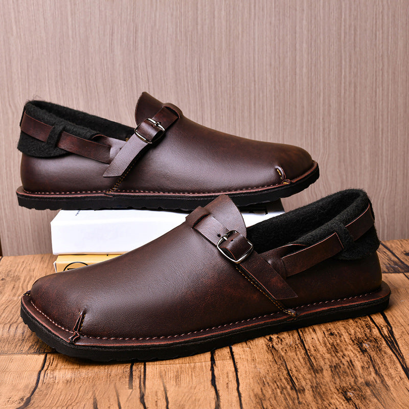 Men's Large Size Soft Bottom Surface Fashion Lazy Men's Casual Leather Shoes