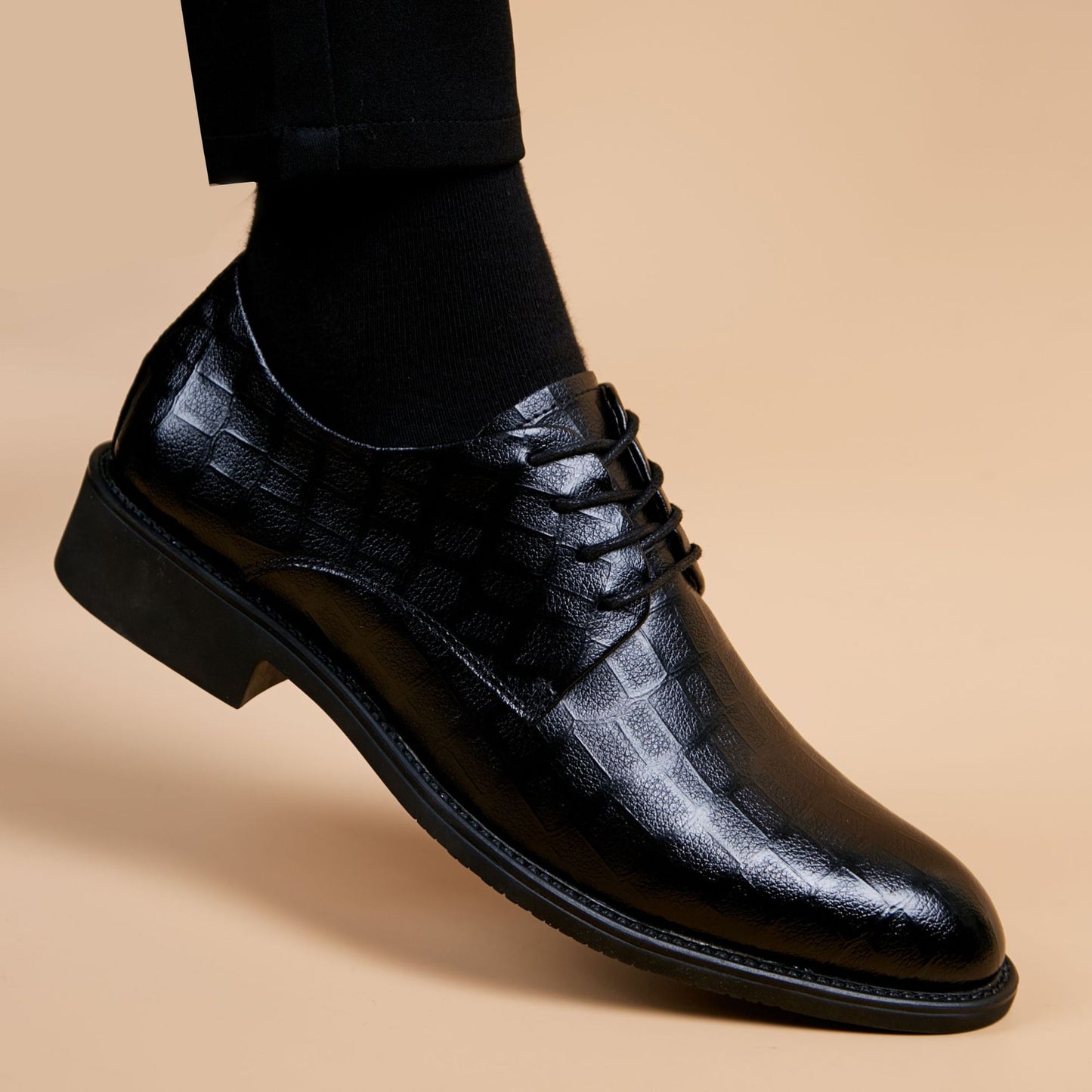 Men's Toe Korean Genuine Breathable Formal Suit Height Increasing Men's Business Leather Shoes