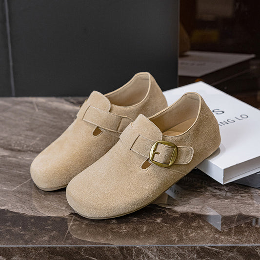 Women's Spring Arch Support Platform Buckle Pumps Flat Large Women's Casual Shoes